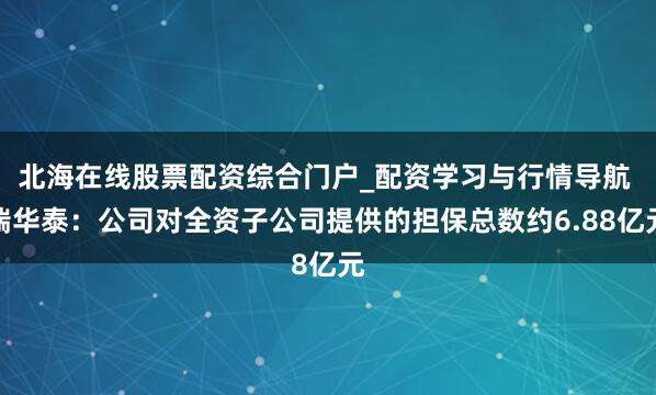 北海在线股票配资综合门户_配资学习与行情导航 瑞华泰：公司对全资子公司提供的担保总数约6.88亿元