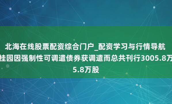 北海在线股票配资综合门户_配资学习与行情导航 碧桂园因强制性可调遣债券获调遣而总共刊行3005.8万股