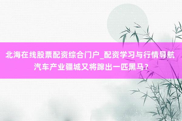 北海在线股票配资综合门户_配资学习与行情导航 汽车产业疆城又将蹿出一匹黑马?